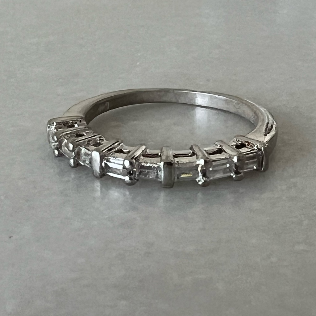Sterling Silver & Clear Rectangular Stone Ring